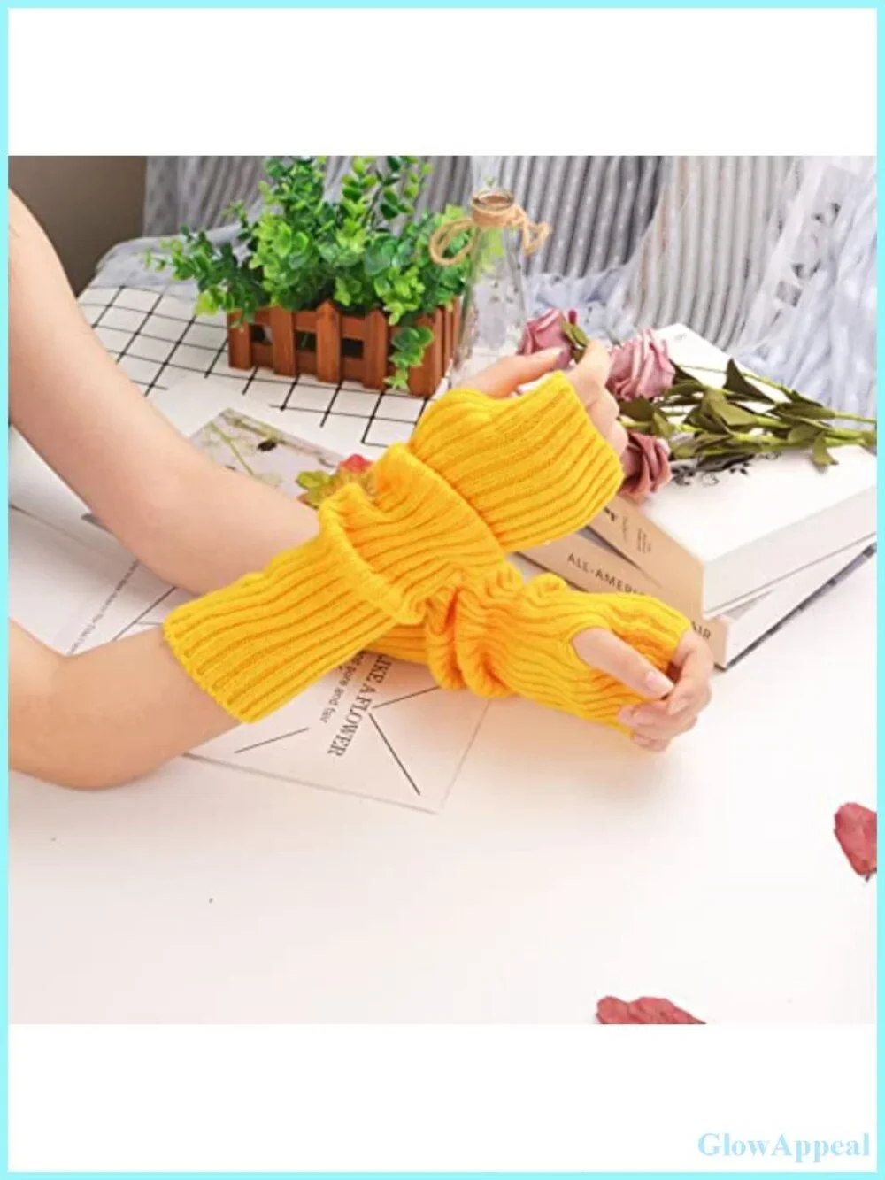 Knitted Arm Warmers with Thumb Hole, Fingerless Gloves for Winter